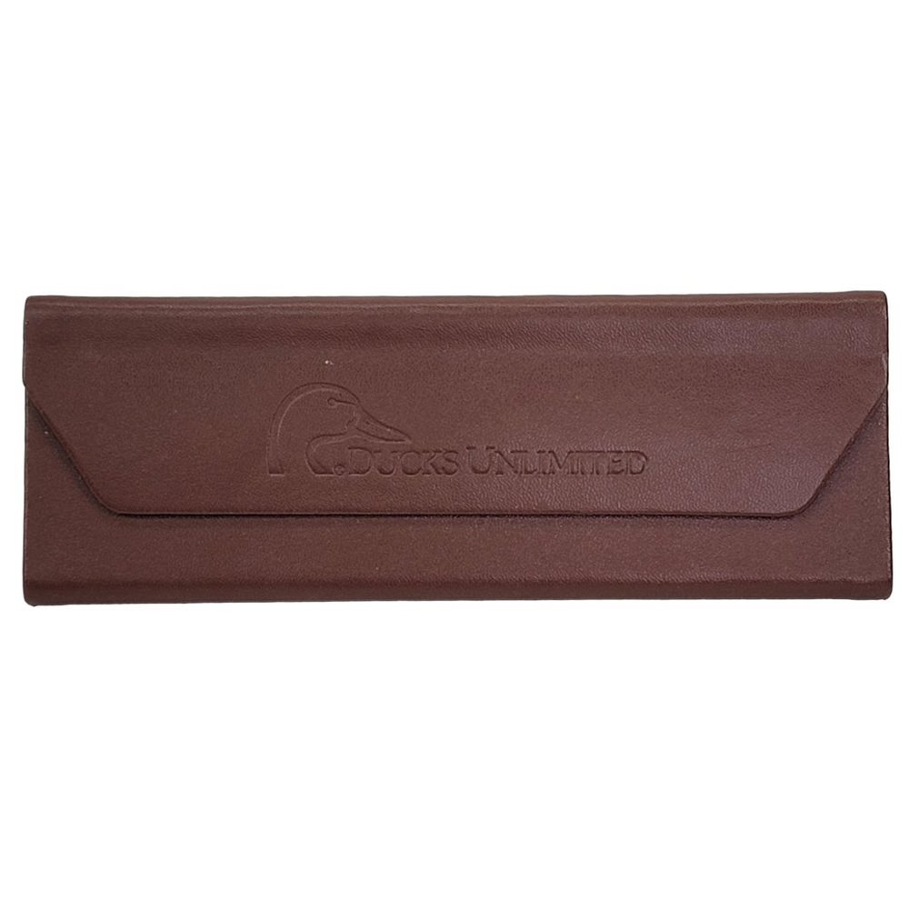 Ducks Unlimited Eyeglass Case Mens Brown Faux Leather Triangle Folding Hard Case